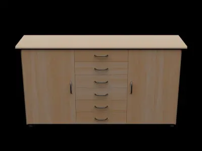 Cabinet wooden with drawers Free 3D model