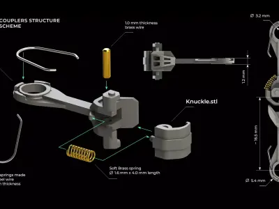 American Couplers for Cars and Locomotives - H0 Scale 3D print model