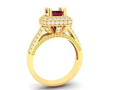 Luxury Princess Cut Gemstone Engagement Ring for Women  487 3D print model