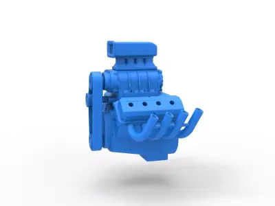 Engine V8 for vintage dragster Version 6 Scale 1 to 25 3D print model