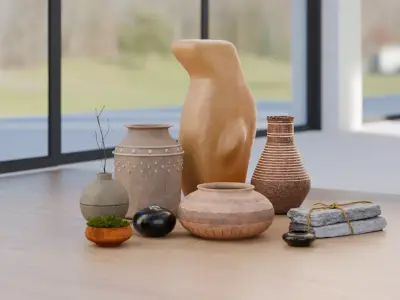 Indoor Decorative Vases Set 01 Free 3D model