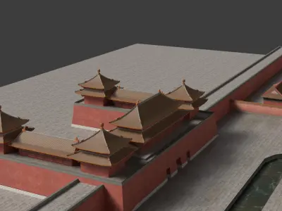Chinese forbidden city   Low-poly 3D model