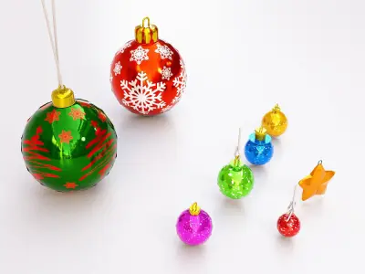 Christmas balls 3d model set3  Low-poly 3D model