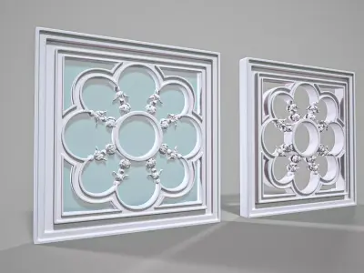 Highpoly Square Gothic Window Type6 3D model