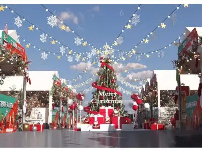 Christmas-themed Market 3D model