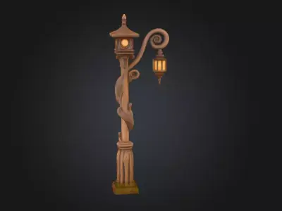 Enchanted Lantern Post Low-poly 3D model