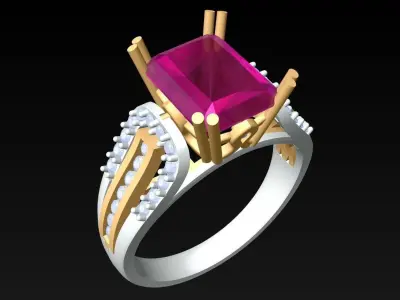 Rectangular Stone Rings - Womens Rings - N024131 3D print model