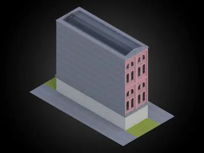 building brick material residential architecture exterior full Low-poly 3D model