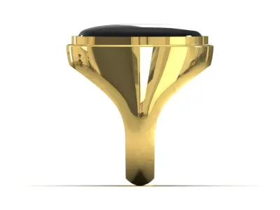 Oval Signet STL 3DM Ring with Black Onyx mr0304 3D print model