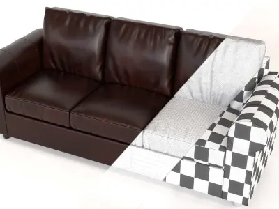 SofaPBR seater leather sofa 3D model