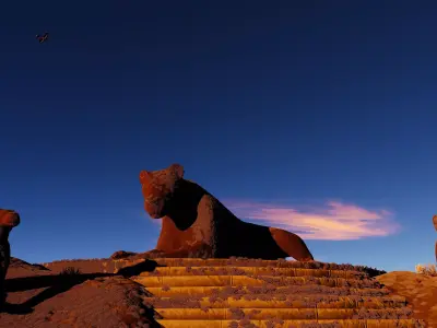 Lion Statue Low-poly 3D model