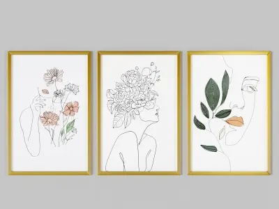 Art Frams 1- 3 Art Line paintings By 3 Frams 3D model