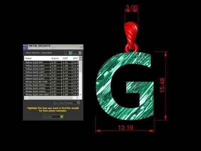 G Letter Alphabet Wooden Texture Pendant 3D Print Model 3D print model