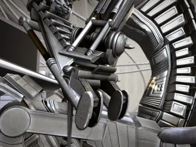 24h-burnoutbot man at desk in futuristic office Free 3D model