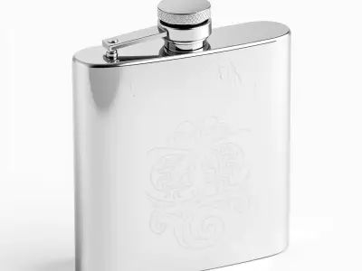 Engraved Hip Flask PBR Model Low-poly 3D model