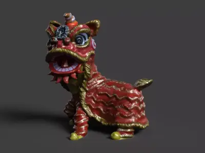 Chinese lion dance figure  Low-poly 3D model