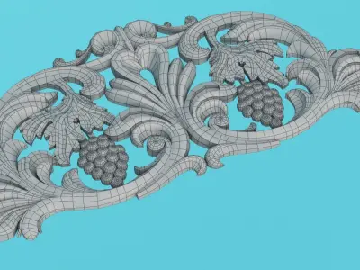 Carved grapevine and carved decor around 3D Molding  Low-poly 3D model