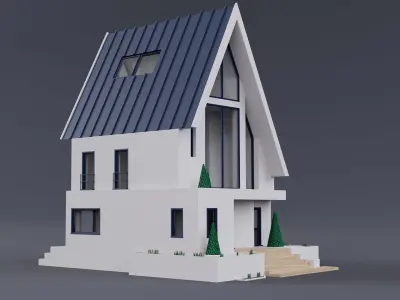 Modern houses Free low-poly 3D model