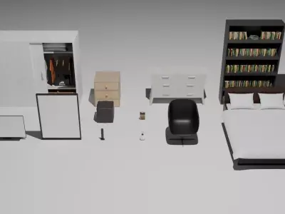 GAME READY BEDROOM ASSET PACK Free low-poly 3D model