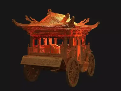 Chinese ancient  carriage   Low-poly 3D model by aceimagedesign-1