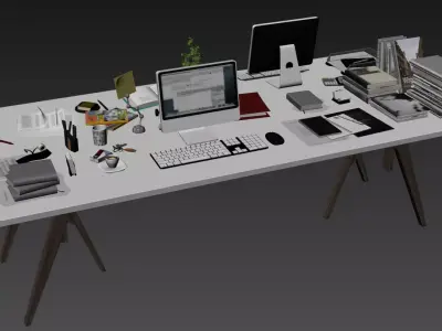 Working Table and Decor Office 3dmodeling Vray material 3D model