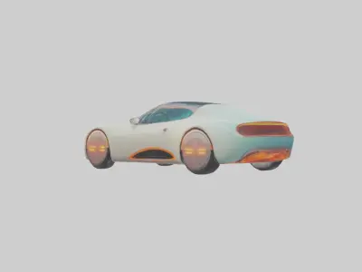 Retro Futuristic Electric Car model 2 Low-poly 3D model