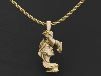 Necklace Kiss Pendant Jewelry 3D print model