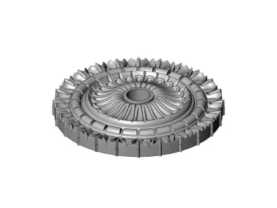 Leaf flower pattern ceiling medallion rosette relief sculpture 3D print model
