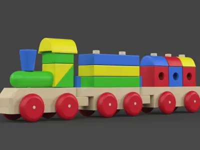 Wooden Toy Train 3D model