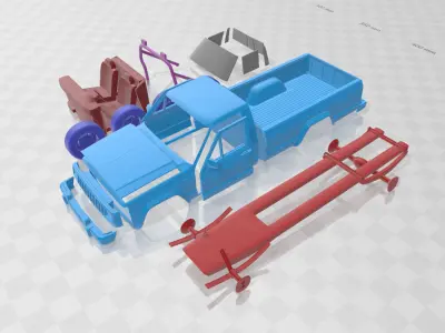 Jeep Comanche MJ 1984 - Separate Parts STL Model 3D print model