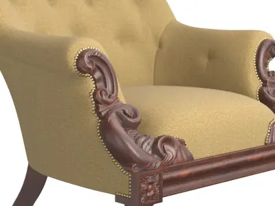 Early Victorian Rosewood Armchair 3D model