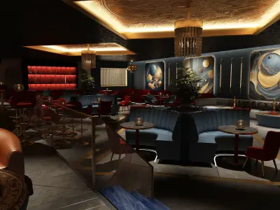 bar coffee restaurant night club interior design 3D model