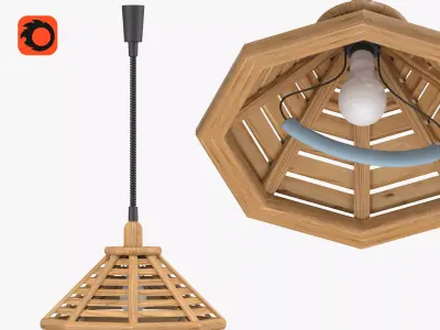 Wooden chandelier 3D model
