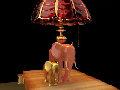 Chinese display stand with elephant lamp  3D model purchase