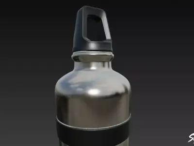 Metal Water Bottle Low-poly 3D model
