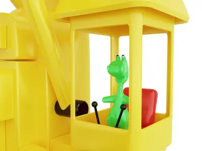 cartoy toy excavator with blocks 3D model