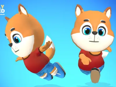 Fox Dog Animated Rigged Low-poly 3D model
