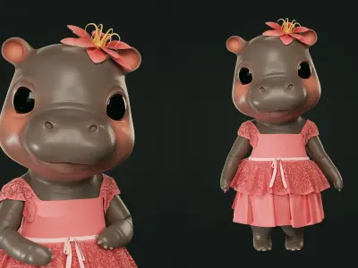 GAME-READY 3D Character - Hippopotamus Mindy Low-poly 3D model