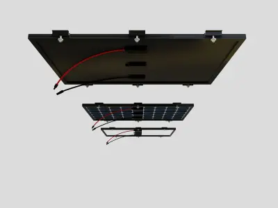 Black Framed Solar Panel 100W 1010x670x25mm 3D model