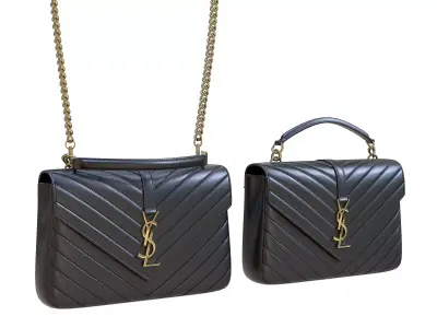 YSL Saint Laurent College Medium Chain Bag Black Low-poly 3D model