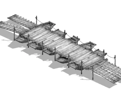 Game Boat - Wooden Bridge 03 3D model