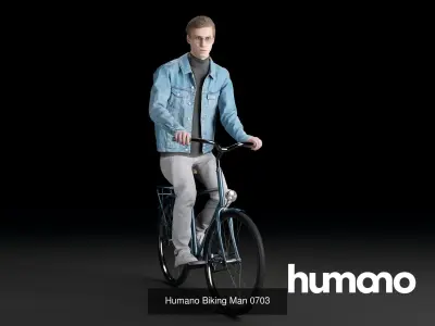 Humano 5-PACK - PEOPLE - BIKING BIKE CYCLIST - 5x 3d models 07A