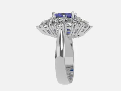 ring with stone oval 3D print model