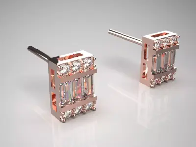 Luxury Yellow Gold Diamond Earrings je0110 3D print model