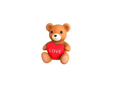 Valentines Day Teddy Bear With Heart  3D model