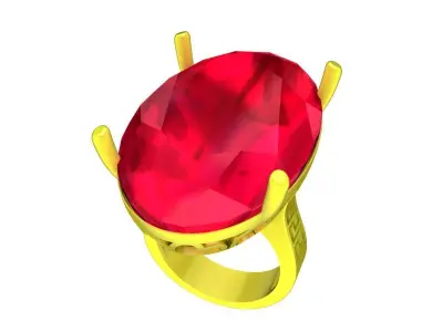 A7236 Big Oval Diamond Women Fashion Ring 3D Model 3D print model