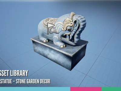 Elephant Statue Stone Garden Decor 3D model