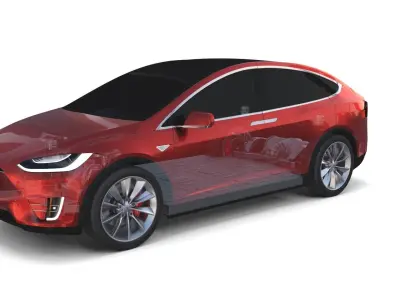 Tesla Model X with Chassis Red 3D model