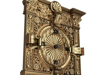 Classic Wall Clock 015 Gold Low-poly 3D model