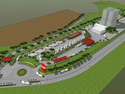 Layout for Cement plant entrance 3D model
